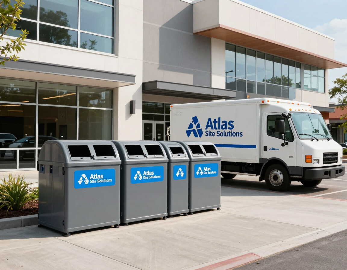 Commercial recycling containers at a shopping center