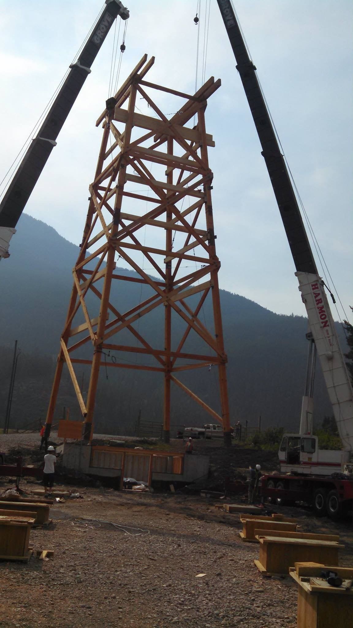 Crane next to fire tower