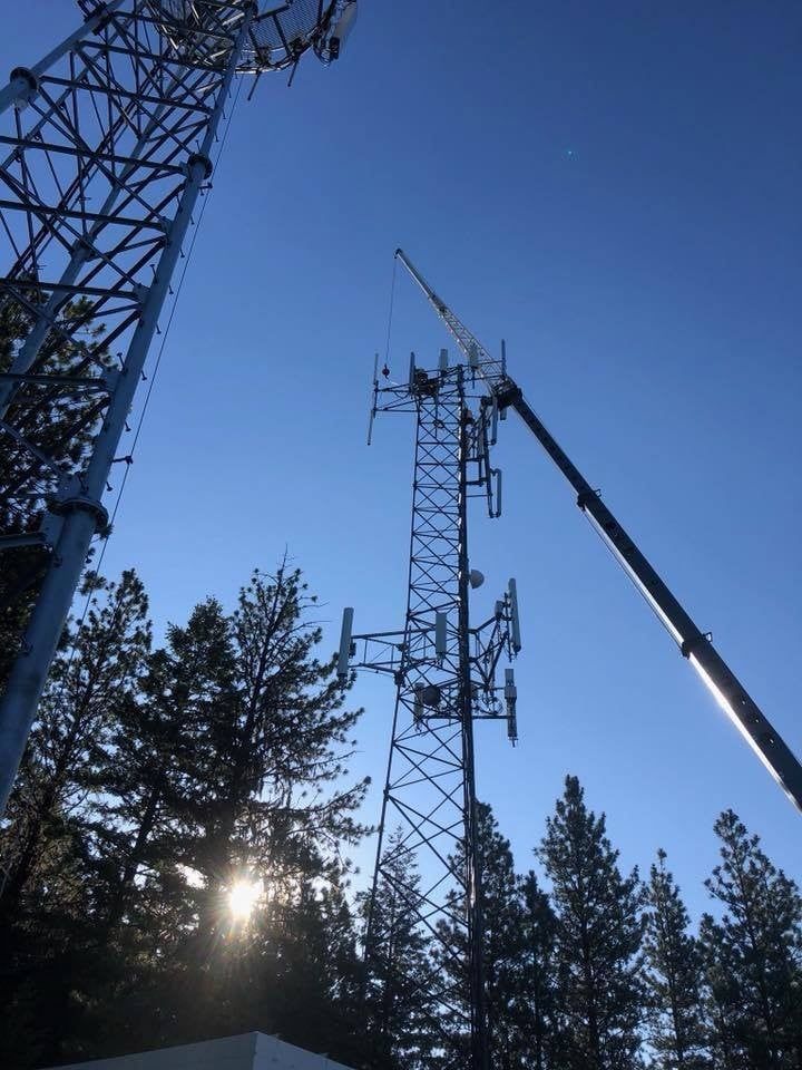 Terex T working on cell tower