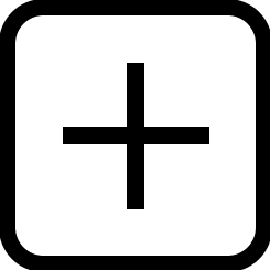 Black plus sign inside a rounded white square icon