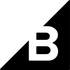 Black and white logo with a stylized letter B split diagonally across a square.