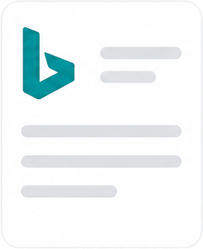 Bing logo with gray text lines on a white card interface icon