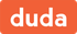 Orange rounded rectangle logo with the white word “duda”
