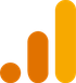 Three orange bars ascending in height from left to right on a white background