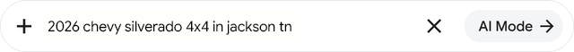 Browser search bar with the query “best fence company in Jackson tn” and an “AI Mode” button on the right.