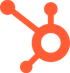 Orange HubSpot logo with connected nodes and circular hub icon