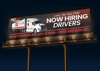 Billboard advertising driver jobs for New Dyersburg location, with phone number 731-513-7300 and 2010 Brewer Rd.