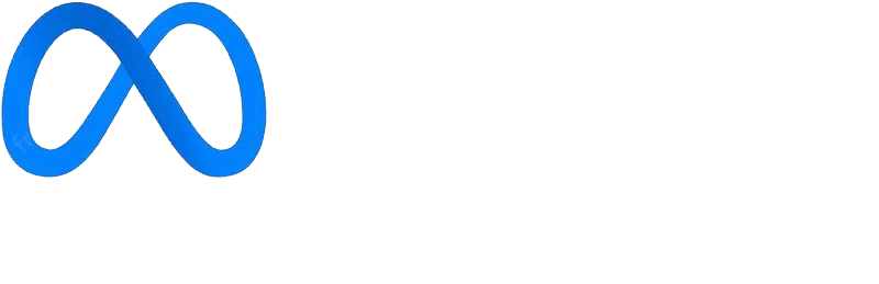 Blue Meta logo on a white background