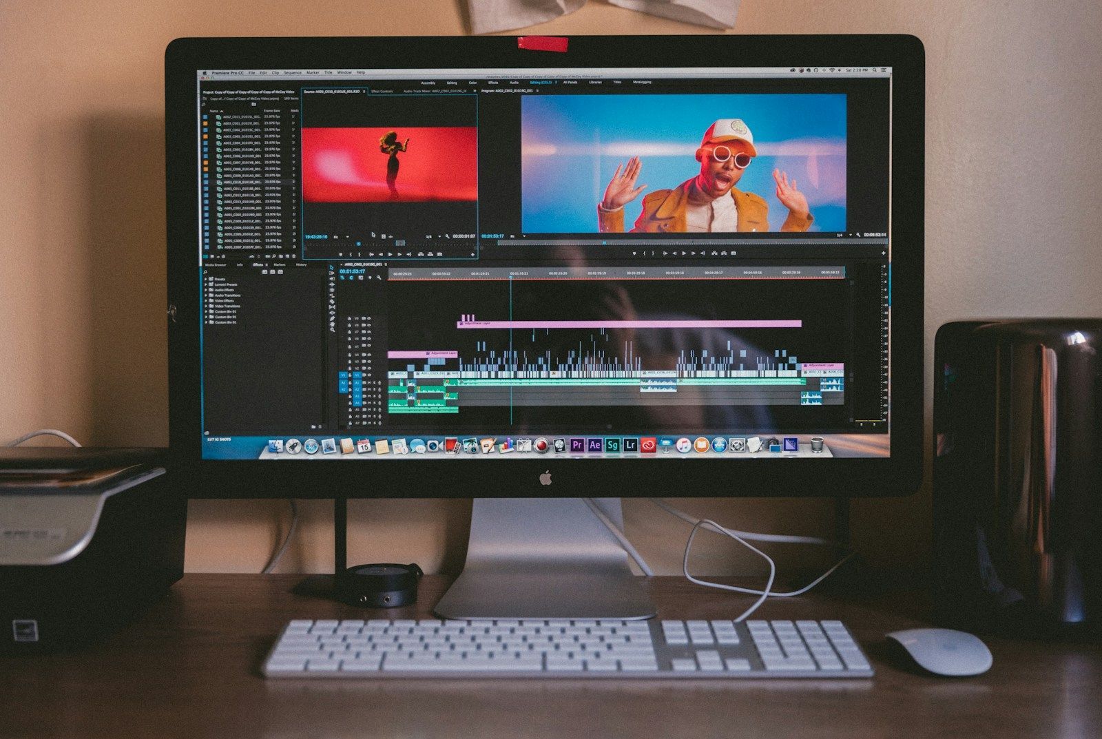 Professional video camera aimed at a business interview setup during pre-production planning
