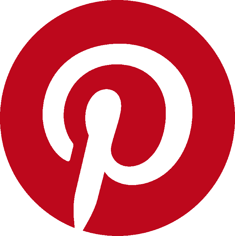 Pinterest logo: white cursive “P” on a red circular background