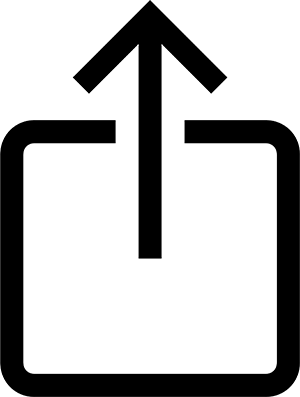 Share icon: black arrow pointing up out of a rounded square outline on white background