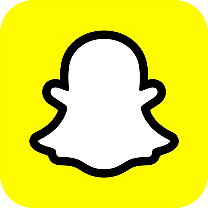 Snapchat logo: white ghost on a bright yellow rounded square background
