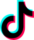 TikTok logo in black with cyan and pink accents on a white background