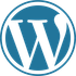 WordPress logo: blue circle with white stylized “W” in the center