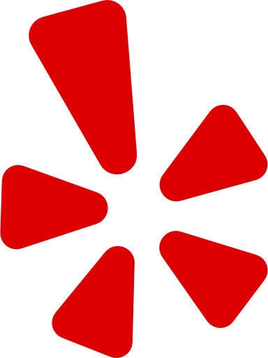 Red Yelp logo icon with stylized red burst on white background