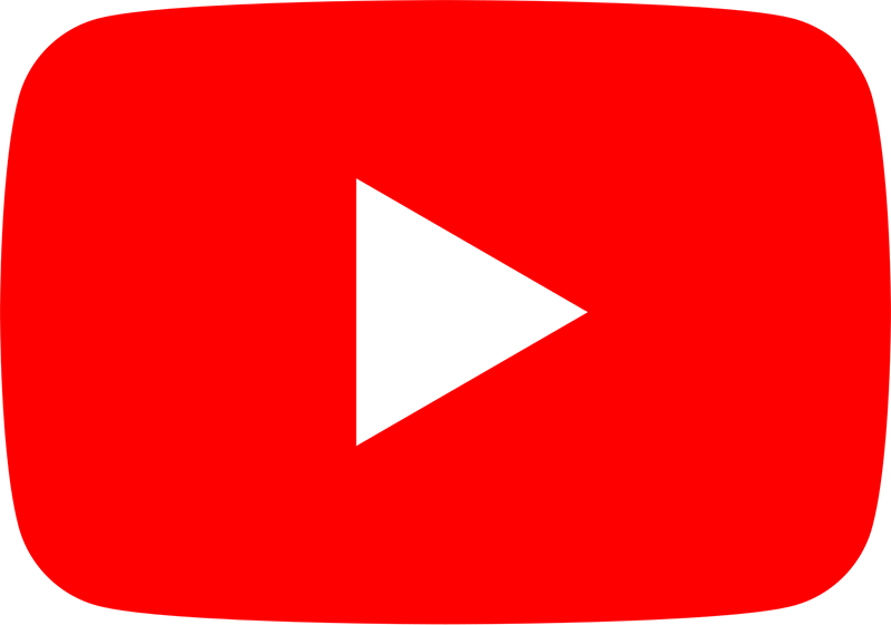 YouTube logo: red rounded rectangle with white play triangle icon