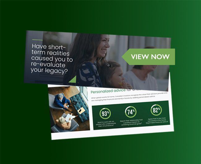 A flyer for a company that says have short term realities caused you to reevaluate your legacy ?'
