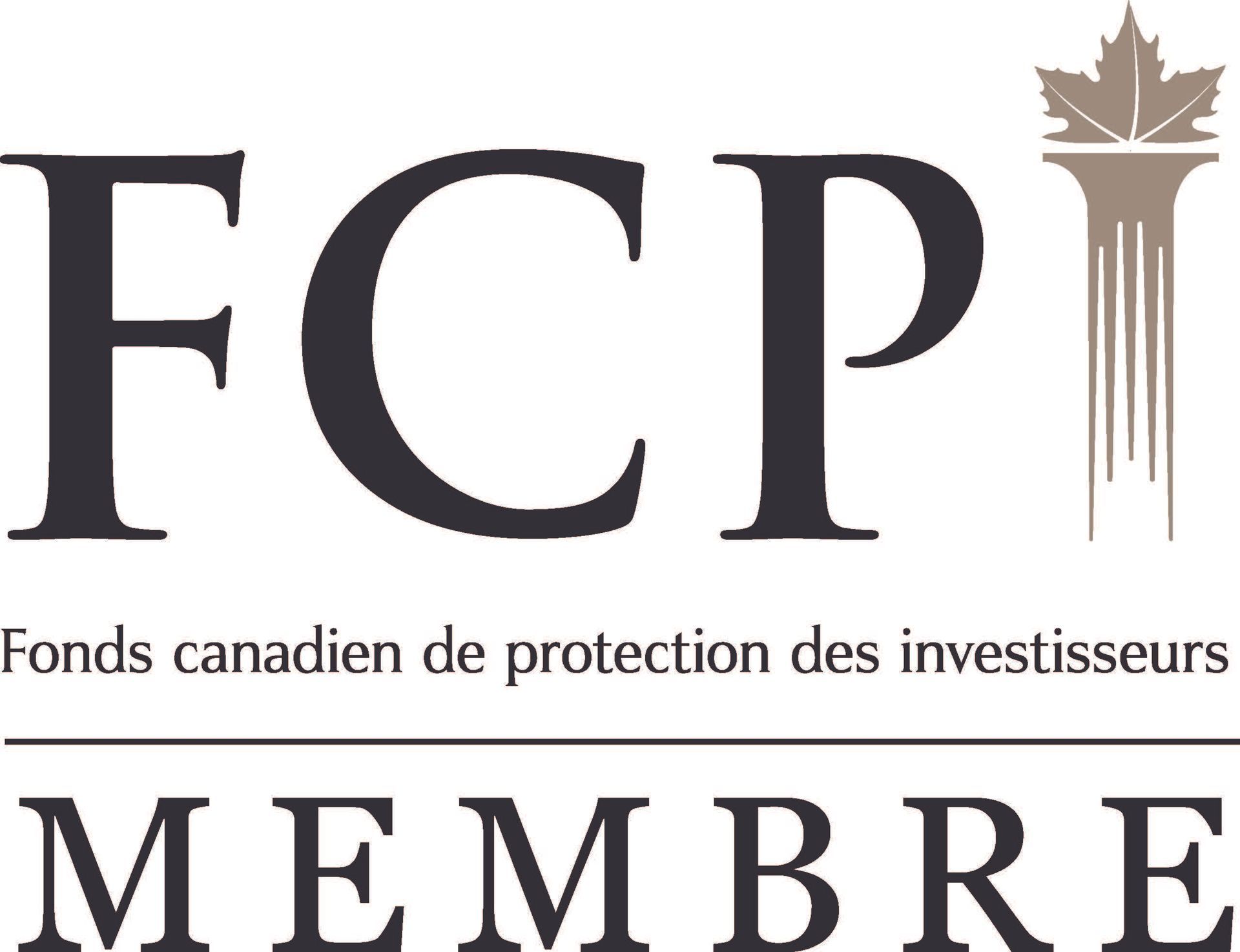 Un logo pour une entreprise appelée fcp membre avec une feuille d'érable dessus.
