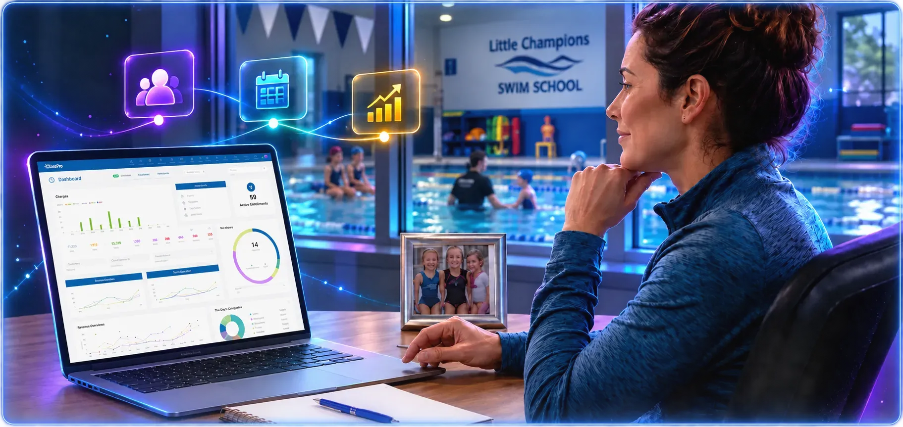Three different websites are displayed on a tablet.