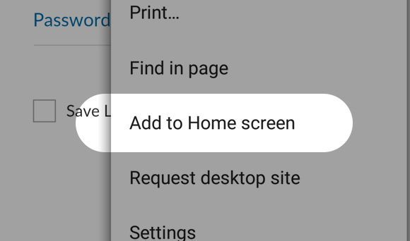 Add to Home Screen screenshot