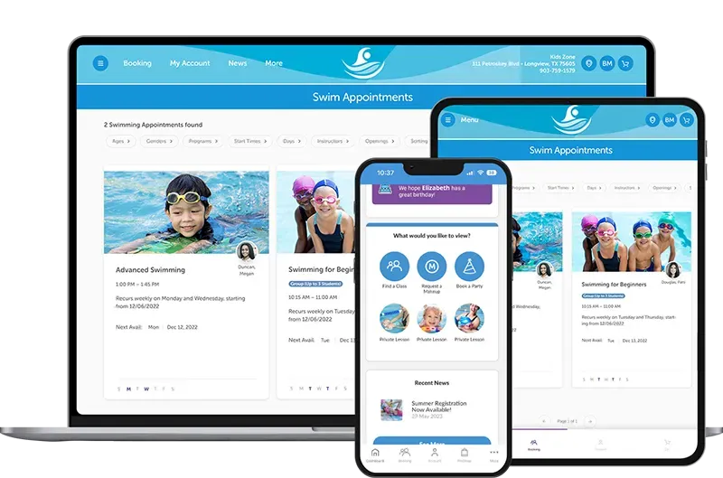 iClassPro software shown on devices