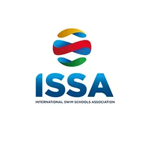 ISSA logo with multicolored circular swim icon and blue text for International Swim Schools Association