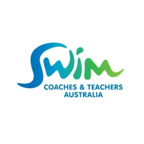 Blue and green Swim Coaches & Teachers Australia logo