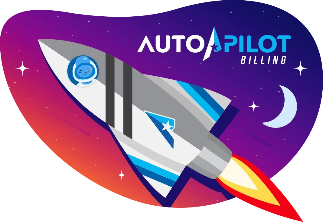 Rocket ship in space with the words