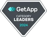 It is a badge that says getapp category leaders 2024.
