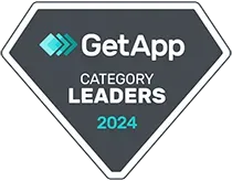 It is a badge that says getapp category leaders 2024.