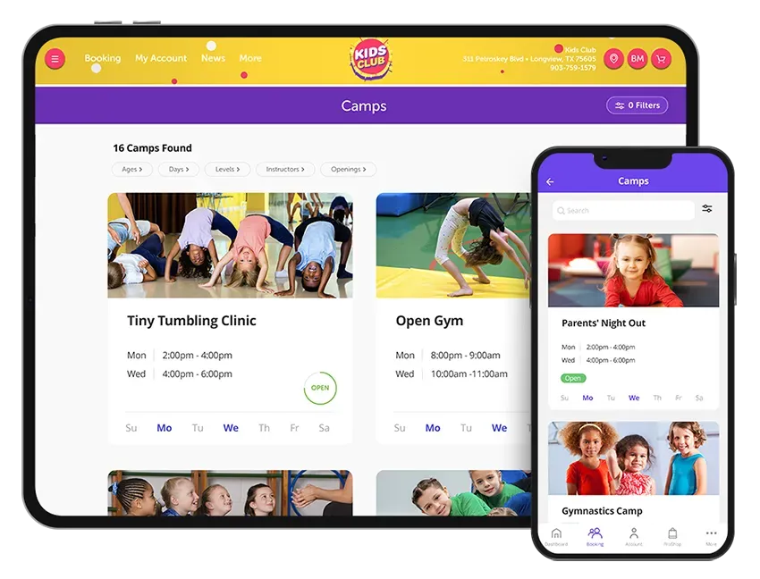 iClassPro Camps shown on devices
