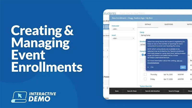 Event Enrollments interactive demo graphic