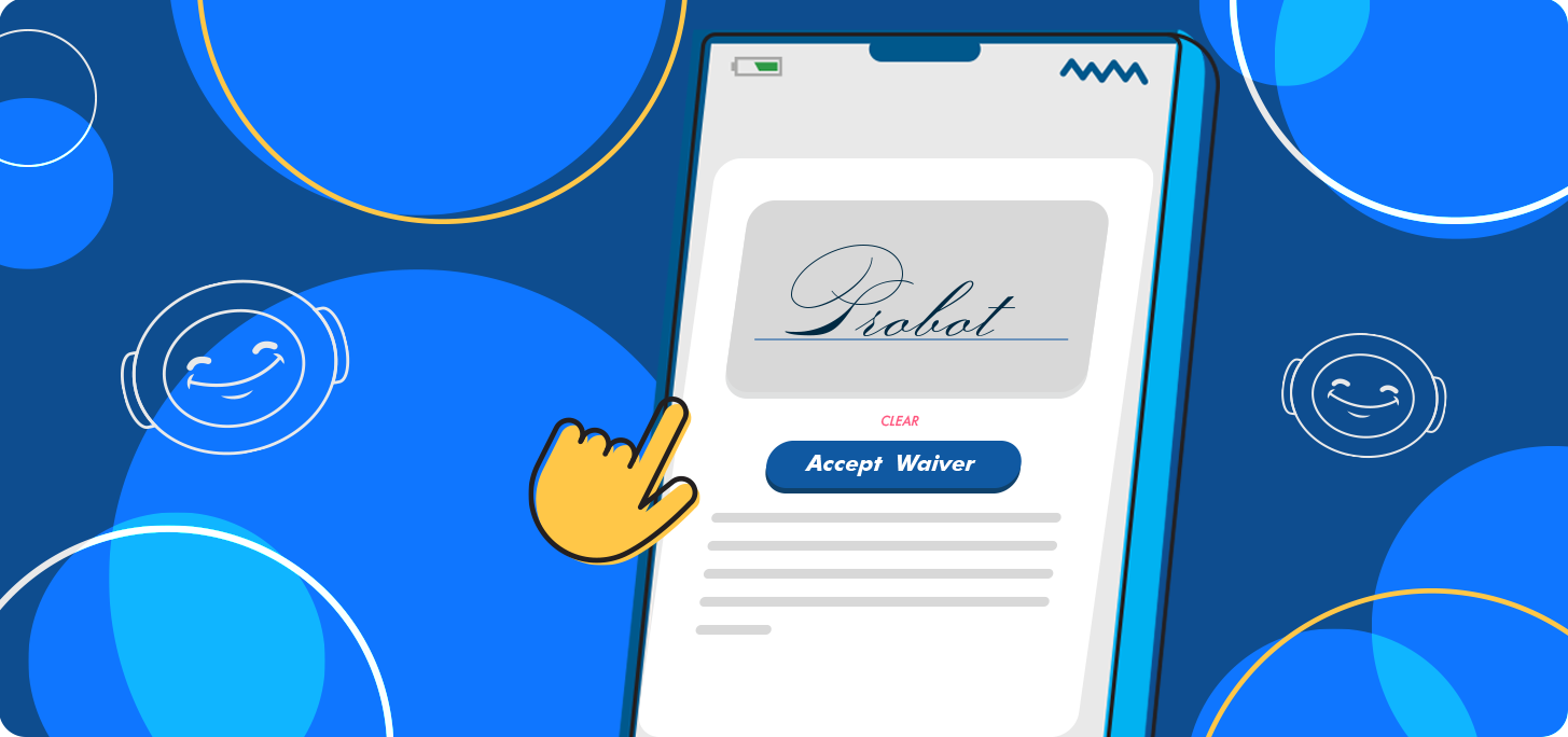 A hand pointing at a phone screen with a signature