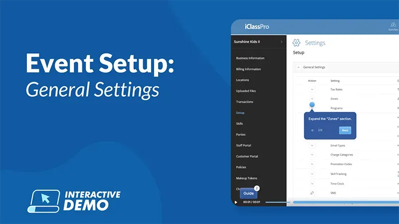 Event Settings interactive demo graphic