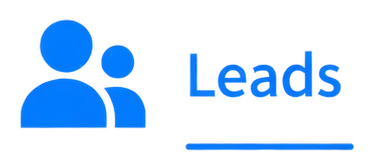 Blue Leads section with two person silhouettes and an underline