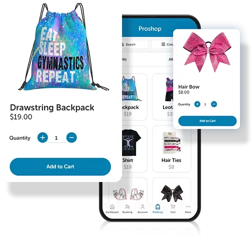 A phone with a drawstring backpack and a bow on it.