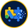 Blue shield icon with green checkmark outline on a dark background
