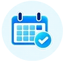 Blue checklist with two unchecked boxes, one checked box, and a pencil.