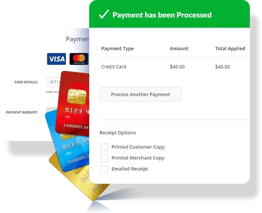 A payment has been processed on a website
