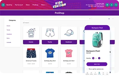 A screenshot of the kids station proshop website.