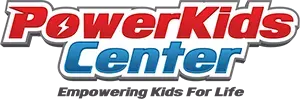 PowerKids Center logo with red and blue text and slogan “Empowering Kids For Life”