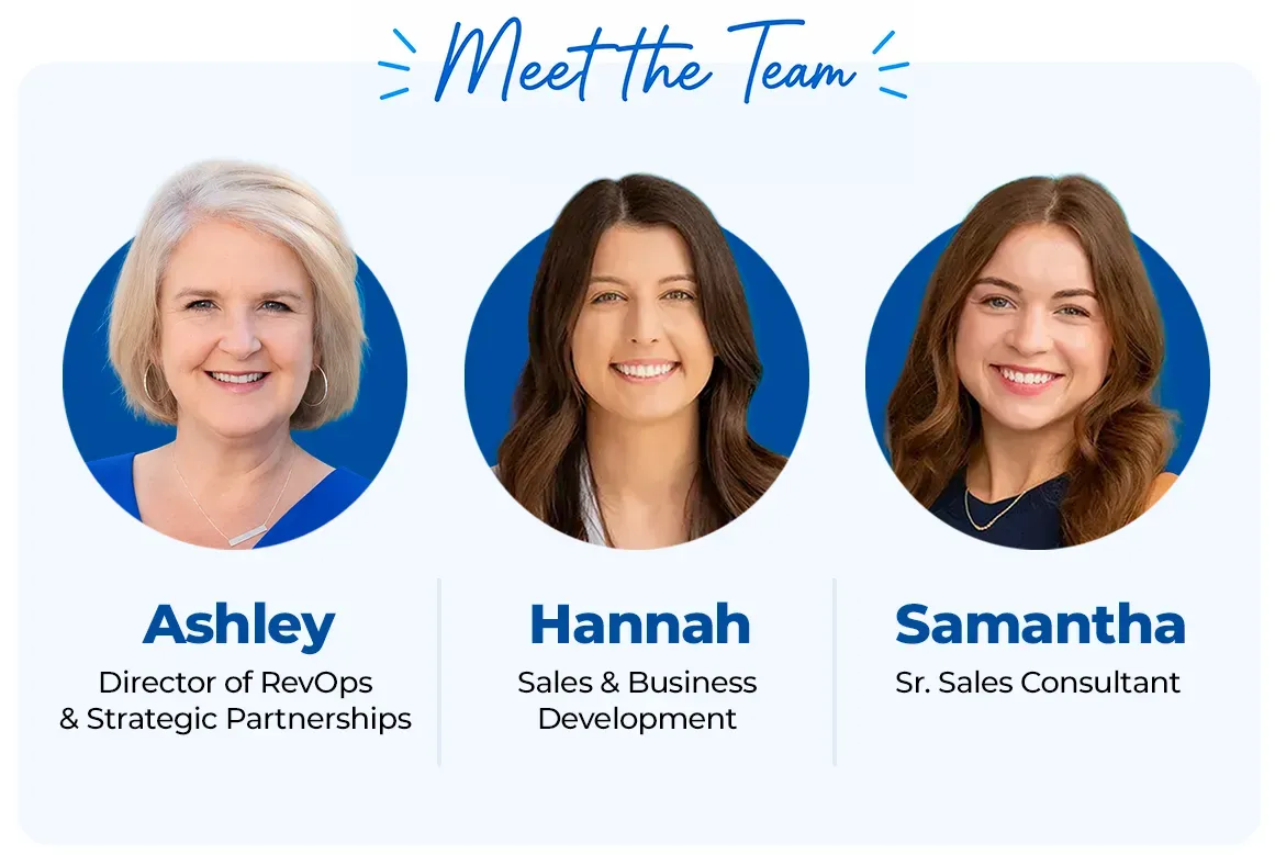 Two profile photos on a light blue graphic: