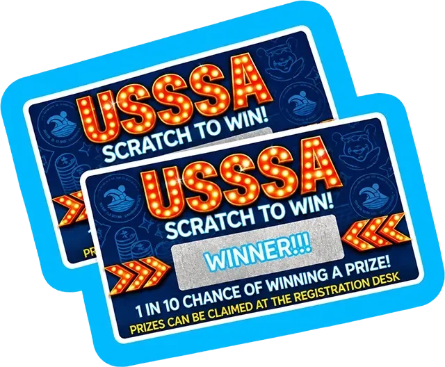 Two blue USSA scratch-off win tickets with orange lettering and a “winning” message