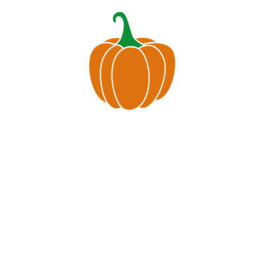 Orange pumpkin icon with green stem on a white background