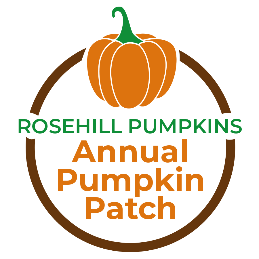 Rosehill Pumpkins Annual Pumpkin Patch logo with orange pumpkin and green text