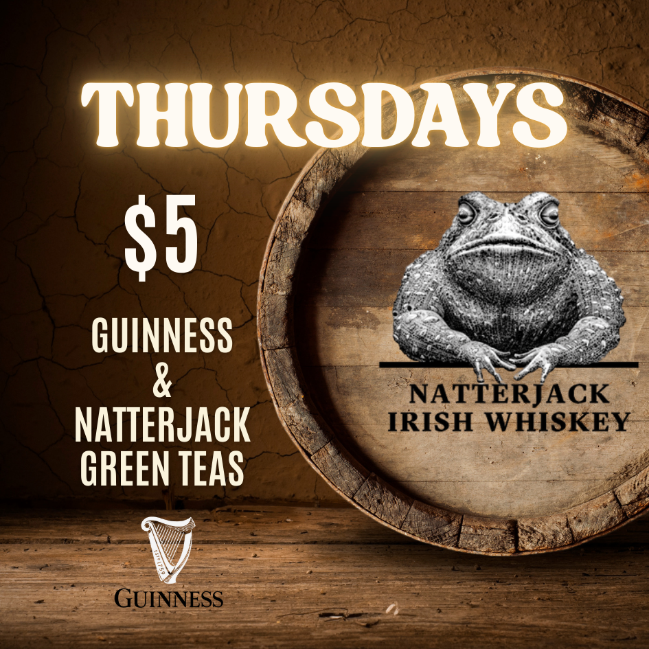An advertisement for Guinness and Natterjack Irish Whiskey