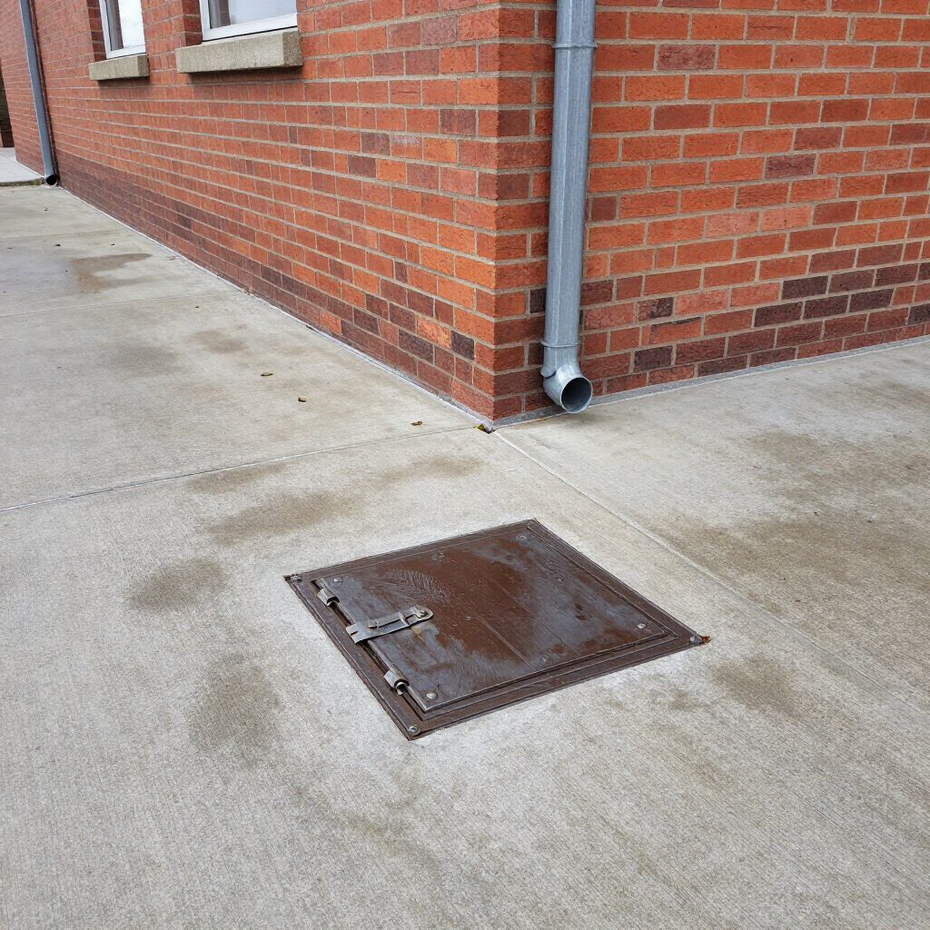 Commercial rear-of-premises drain access point