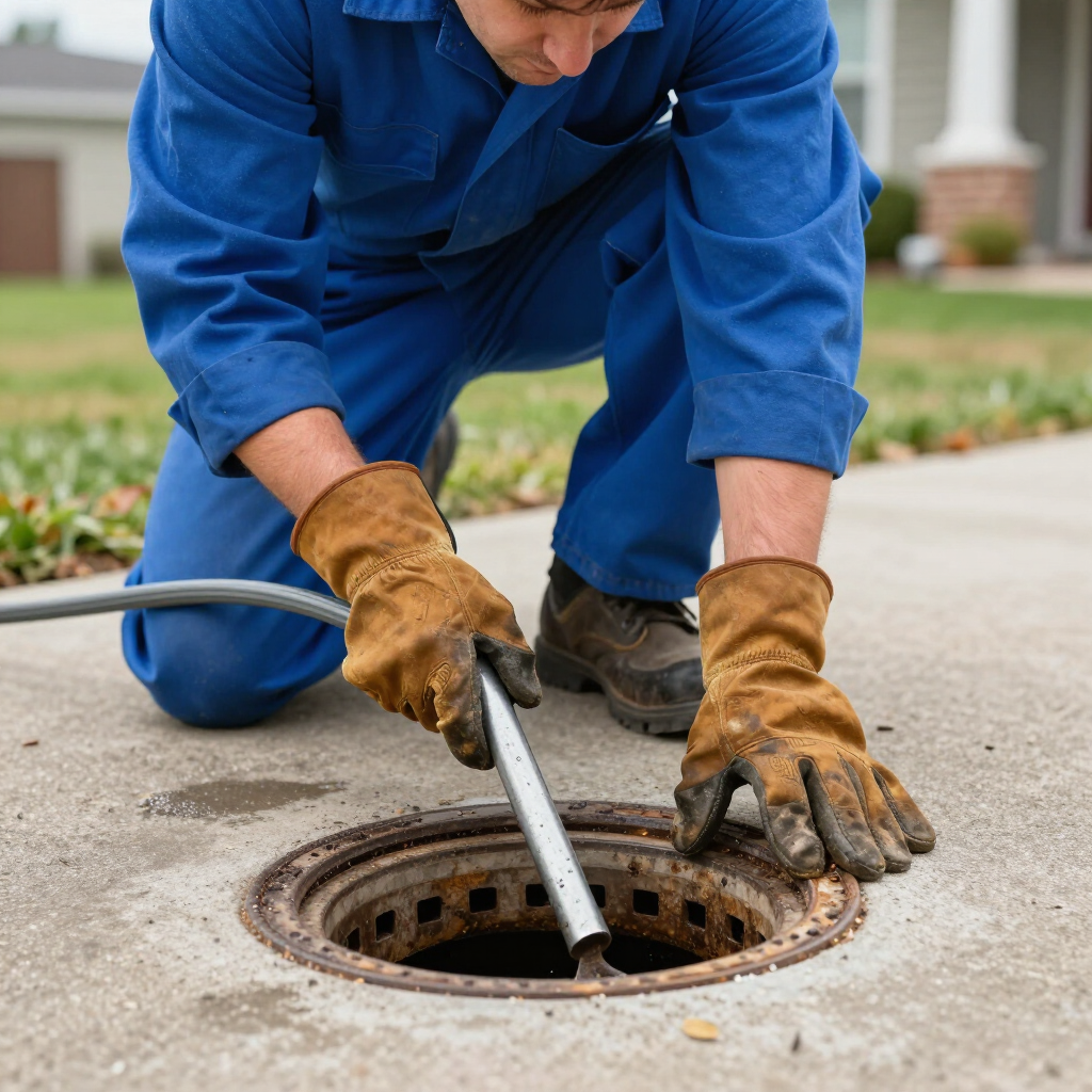 Drain unblocking close-up