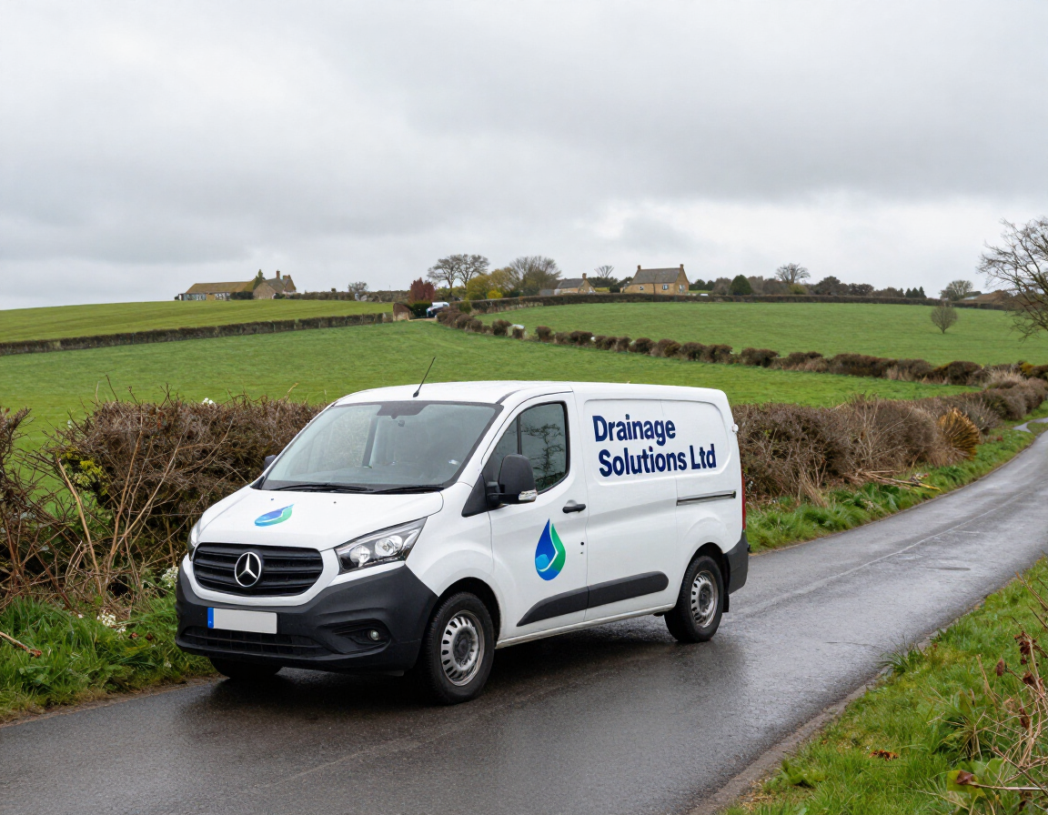 Drainage vehicle on a rural lane in Wealden