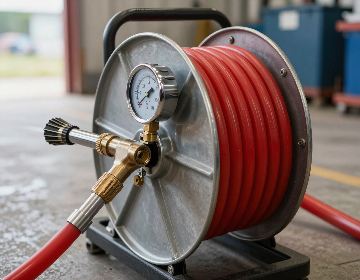 Drain jetting equipment close-up